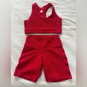 Red Textured Workout Set